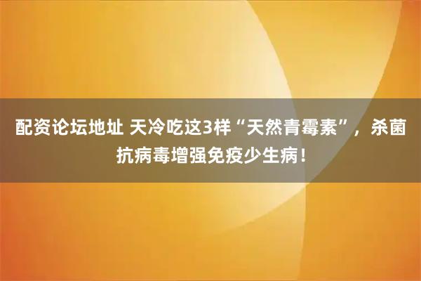 配资论坛地址 天冷吃这3样“天然青霉素”，杀菌抗病毒增强免疫少生病！
